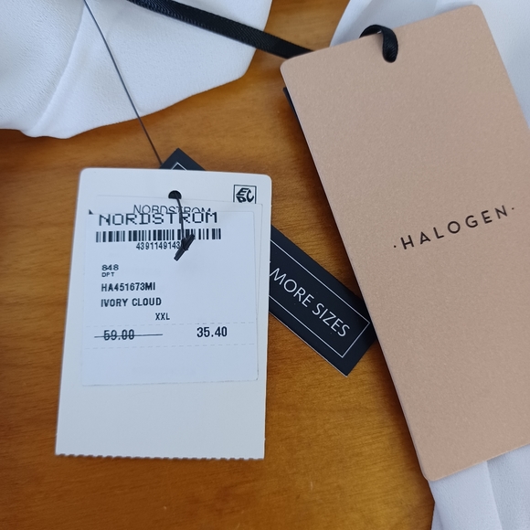 Halogen Cross Front Blouse Long Sleeve Color Ivory Cloud Size XXL - Picture 9 of 14